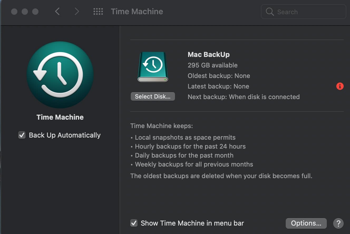 Time Machine setup