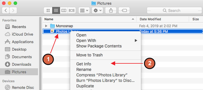 dragging photos library file