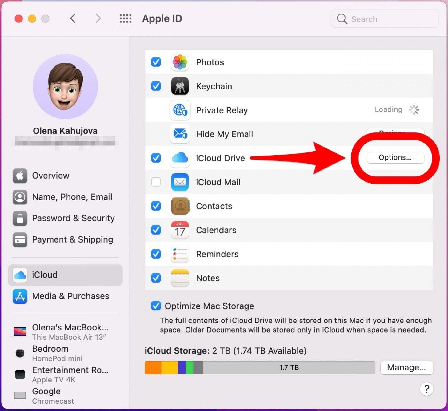 iCloud setup