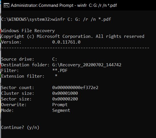 winfr command syntax